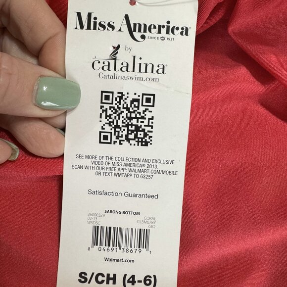 ❤️NWT CATALINA MISS AMERICA CORAL PINK SARONG BIKINI BOTTOM Size:4/6 #H - Picture 6 of 9